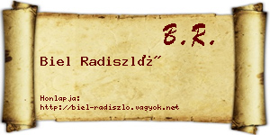 Biel Radiszló névjegykártya